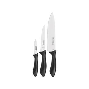 Juego de Cuchillos Tramontina Affilata con Lámina de Acero Inoxidable y Mango de Polipropileno Negro 3 Piezas