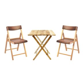 Conj Potenza 1 Mesa + 2 Sillas Madera Natural/Plástico Marrón