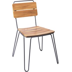 Silla Tramontina Tarsila en Madera de Teca con Estructura de Acero al Carbono y Acabado Ecoclear Grafito