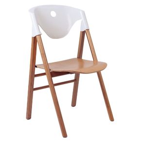 Silla Tramontina Flare en Madera Tauari con Acabado en Barniz PU y Respaldo en Polipropileno Blanco