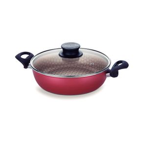Arrocera Multiuso Tramontina Paris de Aluminio con Revestimiento de Antiadherente Starflon Max Rojo con Tapa de Vidrio 24 cm 2,8 l