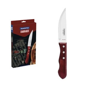 Juego de Cuchillos para Asado Jumbo Tramontina de Acero Inoxidable y Mango Rojo Polywood, 4 piezas.