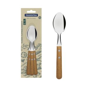 Juego de Cucharas de Mesa Tramontina Dynamic con Láminas en Acero Inoxidable y Mangos de Madera Natural 03 Piezas