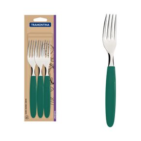Juego de Tenedores de Mesa Tramontina Ipanema con Láminas de Acero Inoxidable y Mangos de Polipropileno Verde Esmeralda 3 Piezas