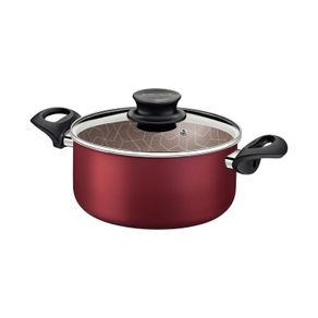 Cacerola Tramontina Paris en Aluminio con Revestimiento Interno y Externo Antiadherente Starflon Max Rojo con Tapa de Vidrio 22 cm 3,8 L