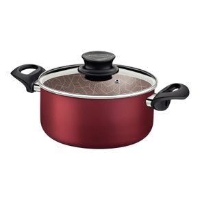 Cacerola Tramontina Paris en Aluminio con Revestimiento Interno y Externo Antiadherente Starflon Max Rojo con Tapa de Vidrio 26 cm 6,3 L