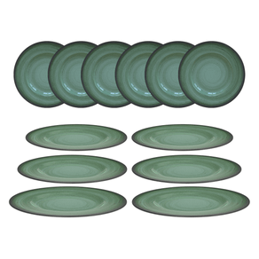 Set 12 platos raso 27 cm Rústico Verde