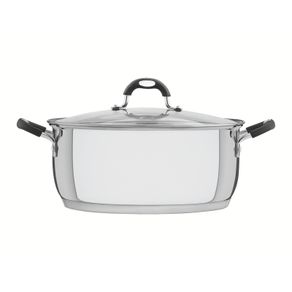 Cacerola rasa Astro Silicone de acero inoxidable con fondo triple y tapa de vidrio de 30 cm y 8,5l Tramontina