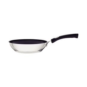 Sartén Tramontina Solar Silicone raso de acero inoxidable fondo triple revestimiento interno antiadherente con mango de silicona, de 24 cm y 2,1 L