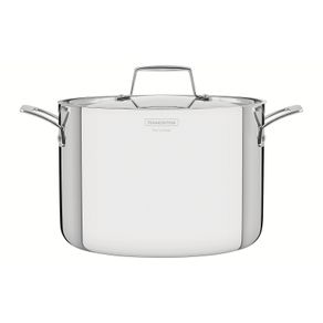 Olla Alta Tramontina Grano de acero inoxidable cuerpo triple con tapa y asas 24 cm 7,7 L