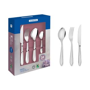 Juego de cubiertos de 24 piezas Tramontina Laguna de acero inoxidable con cuchillos para asado