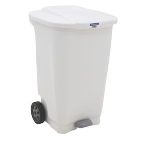 Basurero Tramontina T-Force en Polipropileno Blanco con Ruedas 100 L