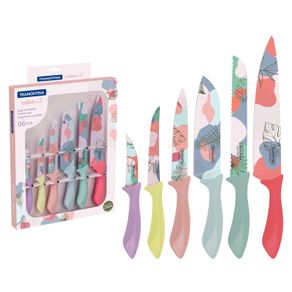 Juego de Cuchillos Tramontina Colorcut con Láminas de Acero Inoxidable y Mangos de Polipropileno Colorido 06 Piezas