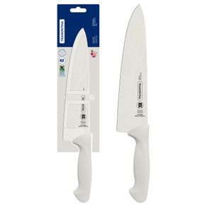 Cuchillo Chef Tramontina Premium con Lámina de Acero Inoxidable y Mango de Polipropileno Blanco 10