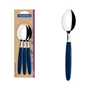 Juego de Cucharas de Mesa Tramontina Ipanema con Láminas de Acero Inoxidable y Mangos de Polipropileno Azul 3 Piezas