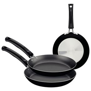 Juego de Sartenes Tramontina en Aluminio con Revestimiento Interno con Antiadherente Starflon Max y Externo Siliconado Negro 03 Piezas