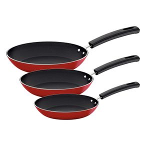 Juego de Sartenes Tramontina Ritual en Aluminio con Revestimiento Starflon Max y Externo Siliconado Rojo de 3 Piezas