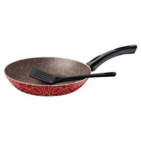 Sartén Tramontina Paris en Aluminio con Revestimiento Interno con Antiadherente Starflon Max y Externo Siliconado Rojo con Espátula de 28 cm 2,0 L