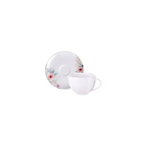 Juego Taza y Platillo de Té Tramontina Floratta en Porcelana Decorada 250 ml 2 Piezas