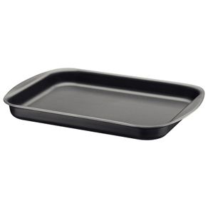 Asadera rectangular rasa Tramontina Brasil en aluminio con revestimiento interno y externo antiadherente Starflon Max grafito 40 cm 3,8 L