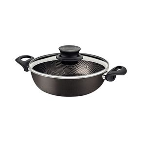 Arrocera Tramontina Paris en Aluminio con Revestimiento Interno y Externo Antiadherente Starflon Max Plomo con Tapa de Vidrio 24 cm 2,8 L