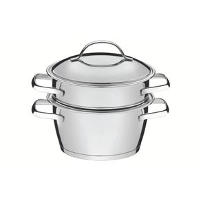 Cuscusera Allegra de acero inoxidable con fondo triple de 2 piezas Tramontina
