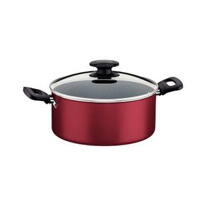 Cacerola Tramontina Loreto en Aluminio con Revestimiento Interno y Externo Antiadherente Starflon Max con Tapa y Asas Baquelita 22 cm 3,7 L Rojo
