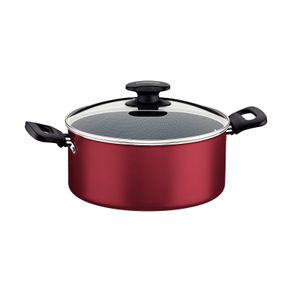 Cacerola Tramontina Loreto en Aluminio con Revestimiento Interno y Externo Antiadherente Starflon Max con Tapa y Asas Baquelita 24 cm 4,9 L Rojo