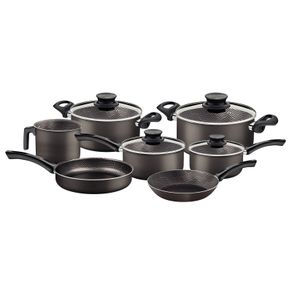 Batería de Cocina Tramontina Paris en Aluminio con Revestimiento Interno y Externo con Antiadherente Starflon Max Plomo 7 Piezas
