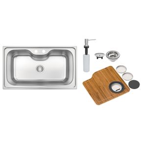 Fregadero de Empotrar Tramontina Morgana 60 FX de Acero Inoxidable con Dispensador de jabón, Tabla de Corte y Cuenco Rallador
