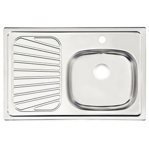Fregadero de empotrar en acero inoxidable 80x52 cm