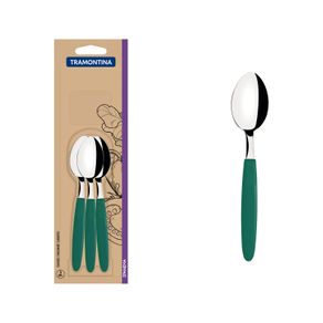 Juego de Cucharas de Té Tramontina Ipanema con Láminas de Acero Inoxidable y Mangos de Polipropileno Verde Esmeralda 3 Piezas