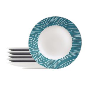 Kit Plato Raso Tramontina Clarice en Porcelana Decorada 25 cm 06 Piezas