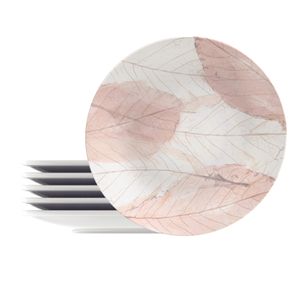 Kit Plato Raso Tramontina Rosé en Porcelana Decorada 28 cm 06 Piezas