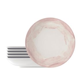 Kit Plato Hondo Tramontina Rosé en Porcelana Decorada 22 cm 06 Piezas