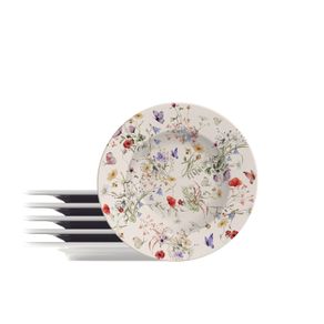 Kit Plato de Postre Tramontina Ana Clara en Porcelana Decorada 21 cm 06 piezas