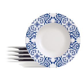 Kit Plato Hondo Tramontina Algarve en Porcelana Decorada 23 cm 06 Piezas