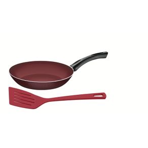 Sartén Tramontina Praga en Aluminio con Revestimiento Antiadherente Interno y Externo Starflon Max Rojo con Espátula de Nylon 20 cm 0,8 L