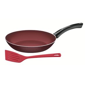 Sartén Tramontina Praga en Aluminio con Revestimiento Interno y Externo en Antiadherente Starflon Max Rojo con Espátula 28 cm 2 L
