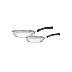 Juego de sartenes Tramontina Solar Silicone de acero inoxidable con fondo triple y mango de silicona 2 piezas