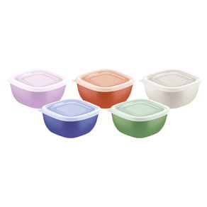 Juego de Potes Tramontina MixColor de Polipropileno de Mezclado con Tapa Transparente 10 Piezas