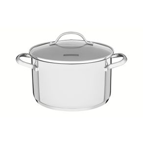 Cacerola honda Una de acero inoxidable con fondo triple, tapa de vidrio 24 cm y 6,1 l Tramontina
