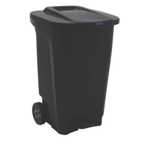 Basurero Tramontina T-Force en Polipropileno Negro con Ruedas 100 L