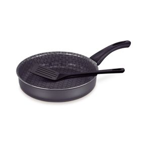 Sartén Recto Tramontina Paris de Aluminio con Revestimiento de Antiadherente Starflon Max Grafito con Espátula de Nylon 24 cm 2,0 l