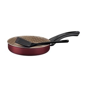 Sartén Recto Tramontina Paris de Aluminio con Revestimiento de Antiadherente Starflon Max Rojo con Espátula de Nylon 20 cm 1,4 l