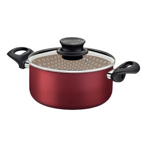 Cacerola Tramontina Paris de Aluminio con Revestimiento de Antiadherente Starflon Max Rojo con Tapa de Vidrio 26 cm 6,3 l