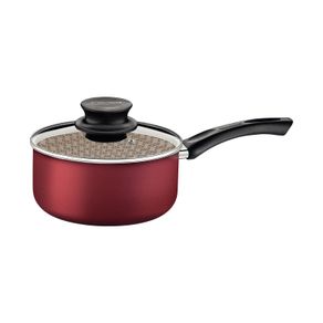Olla Tramontina Paris de Aluminio con Revestimiento de Antiadherente Starflon Max Rojo con Tapa de Vidrio 18 cm 2,1 l