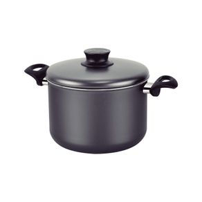 Olla Alta Tramontina Paris en Aluminio con Revestimiento Interno y Externo Antiadherente Starflon Max Grafito con Tapa de Vidrio 20 cm 4,2 L