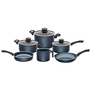 Batería de Cocina Tramontina Paris en Aluminio con Revestimiento Interno y Externo Starflon Max Azul 09 Piezas