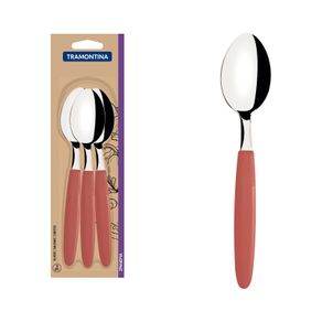 Juego de Cucharas de Mesa Tramontina Ipanema con Láminas de Acero Inoxidable y Mangos de Polipropileno Guayaba 3 Piezas